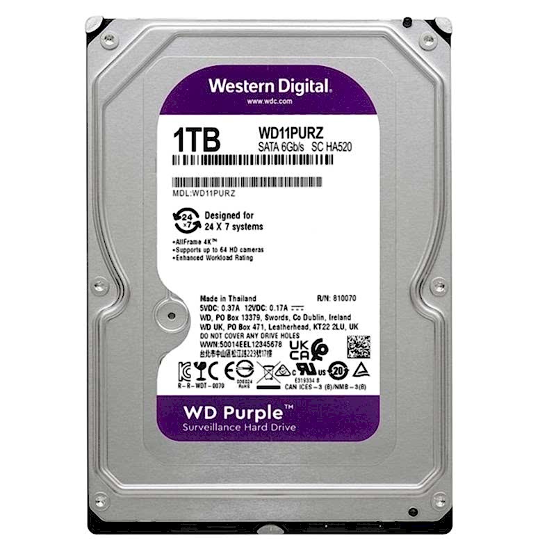 1 TB WD 3.5 PURPLE SATA3 5400RPM 64MB 7/24 GUVENLIK